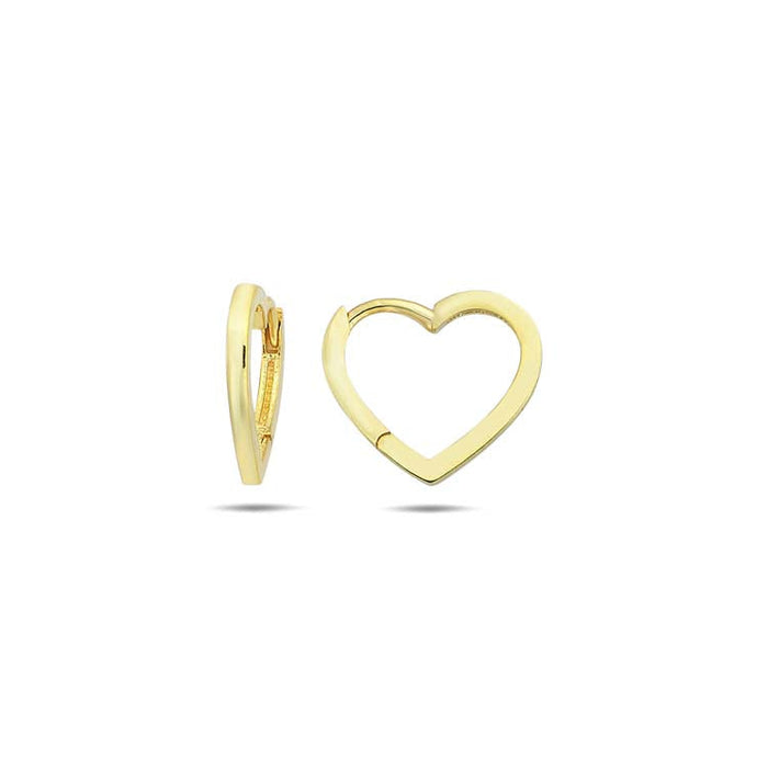 9K Yellow Gold Open Heart Hoop Earrings