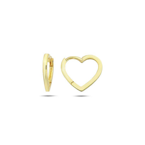 9K Yellow Gold Open Heart Hoop Earrings