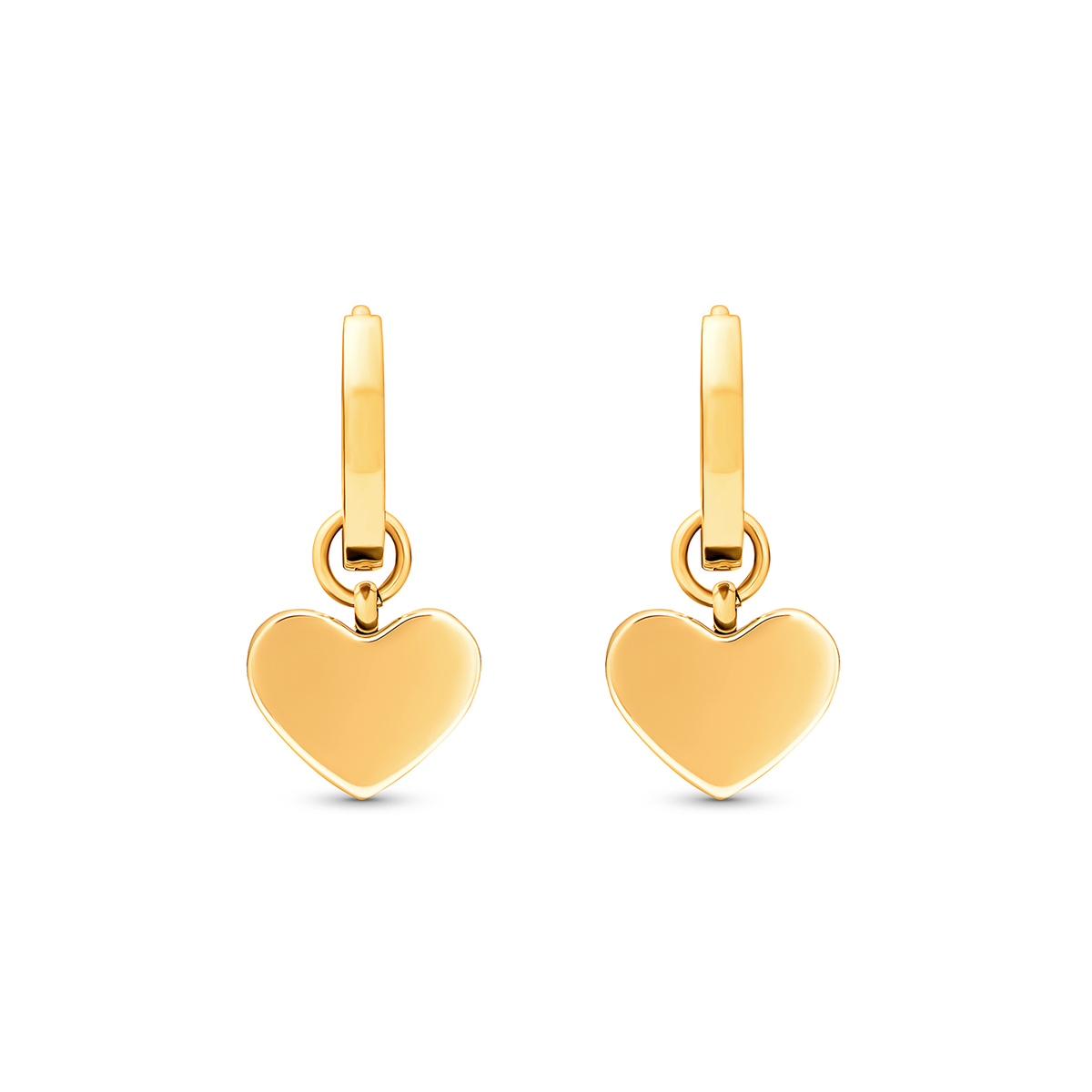 Light Blue Lace Agate Heart Huggie Earrings (Gold)