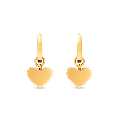 Butter Yellow Quartz Heart Huggie Earring Set (Gold)