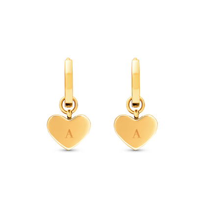 Butter Yellow Quartz Heart Huggie Earring Set (Gold)