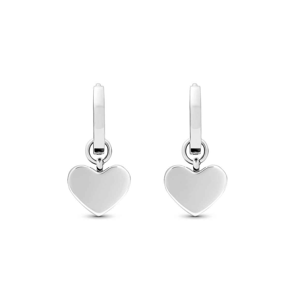 Light Blue Lace Agate Heart Huggie Earrings (Silver)