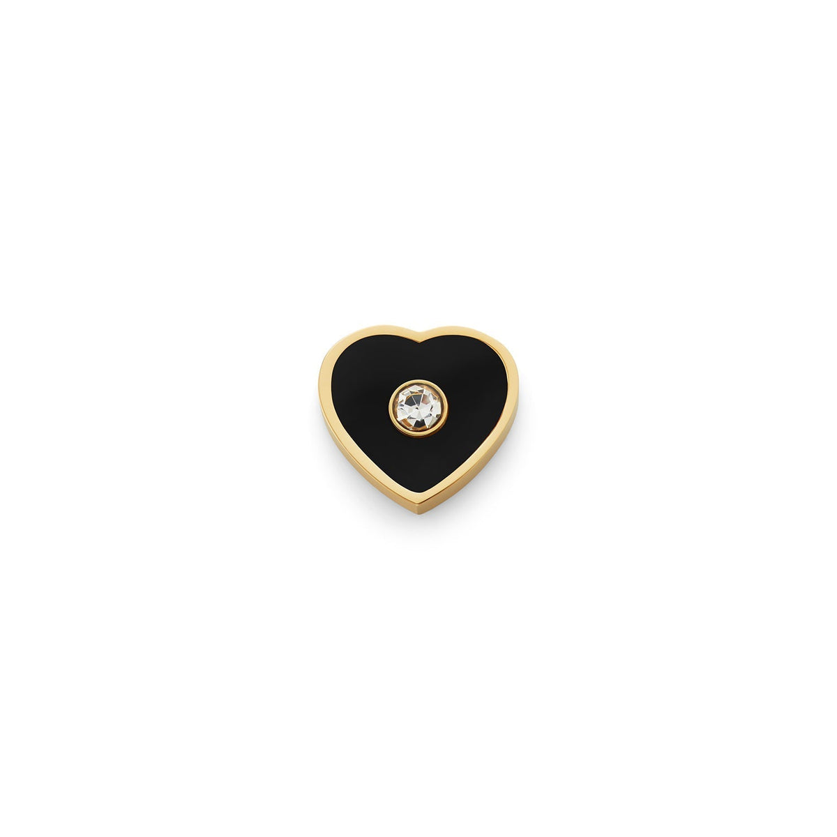 Black Enamel Heart Charms (Gold) - Birthstone