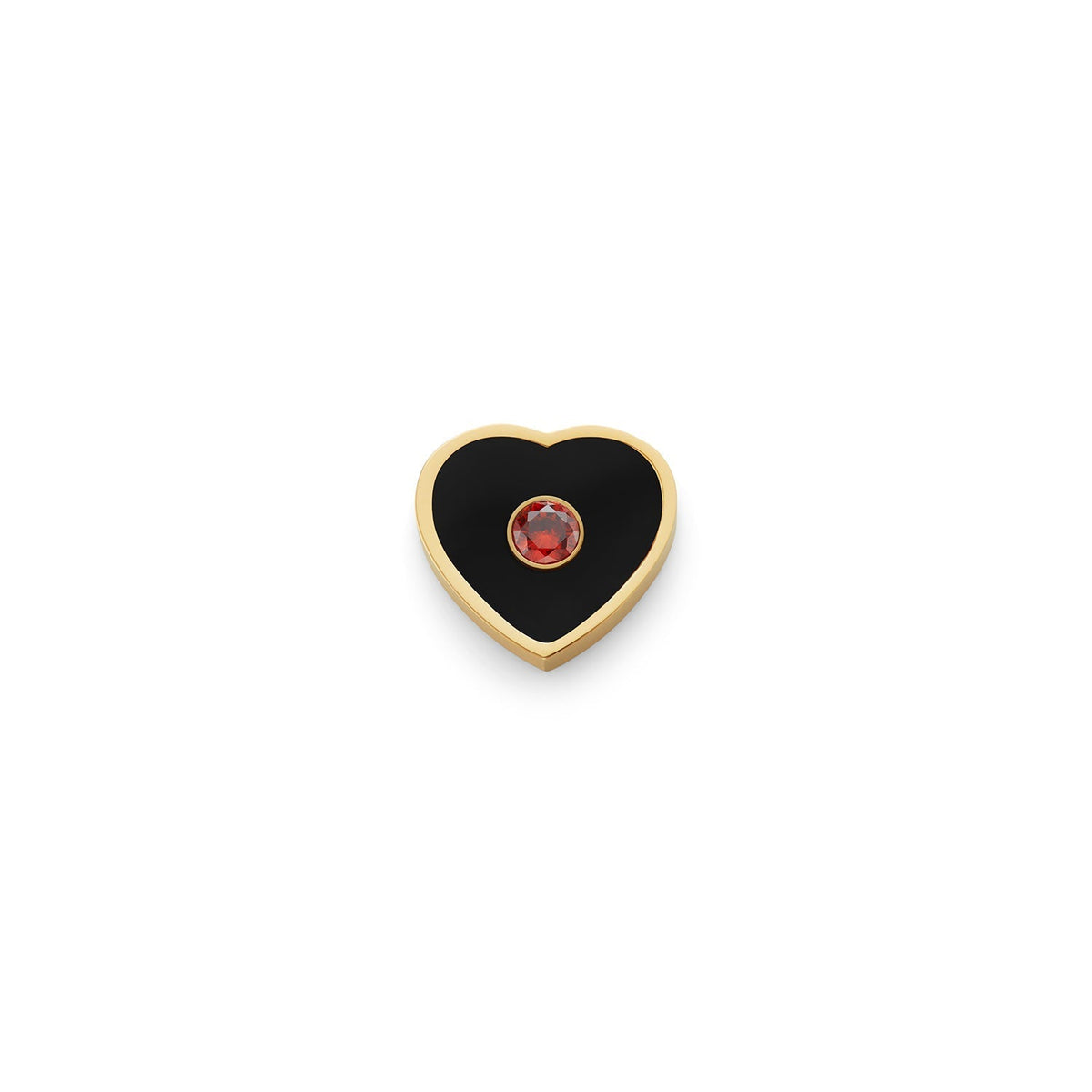 Black Enamel Heart Charms (Gold) - Birthstone