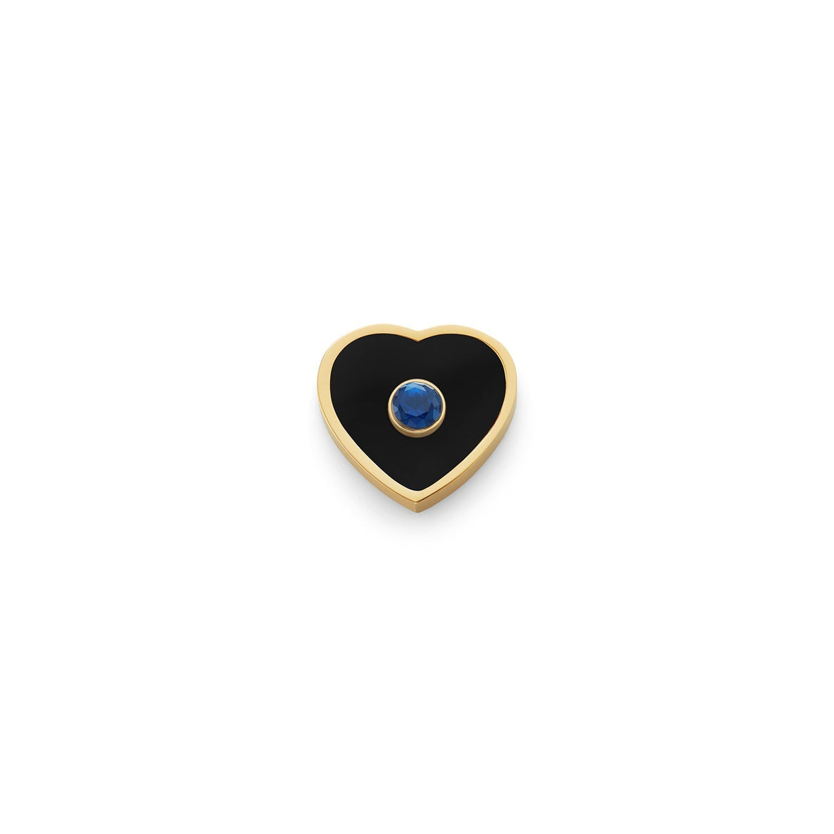 Black Enamel Heart Charms (Gold) - Birthstone