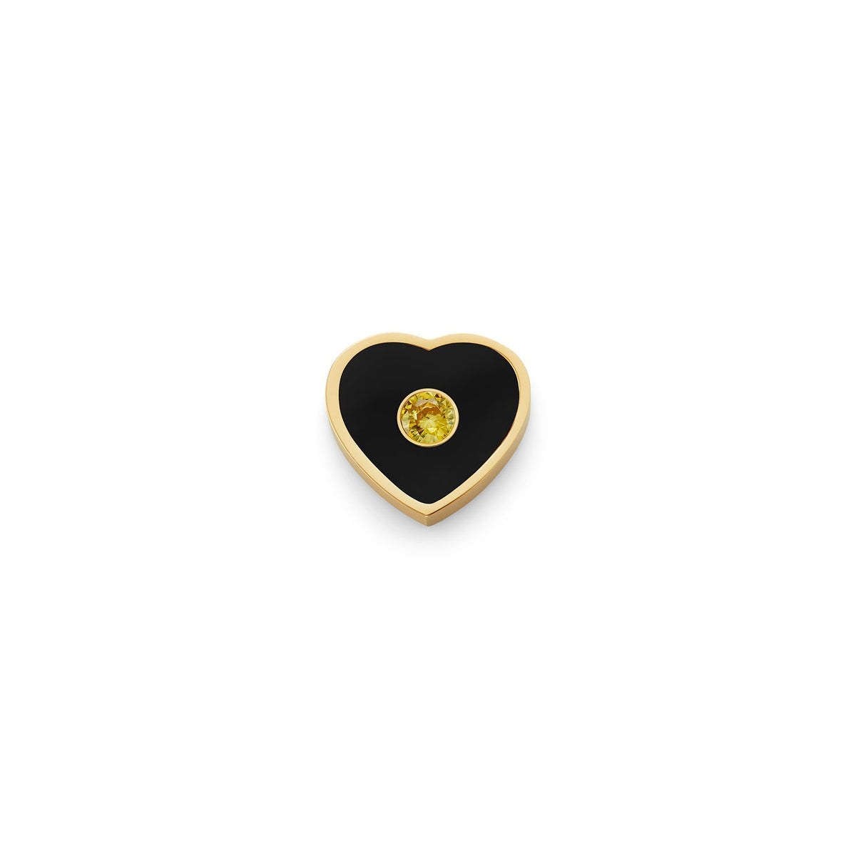 Black Enamel Heart Charms (Gold) - Birthstone