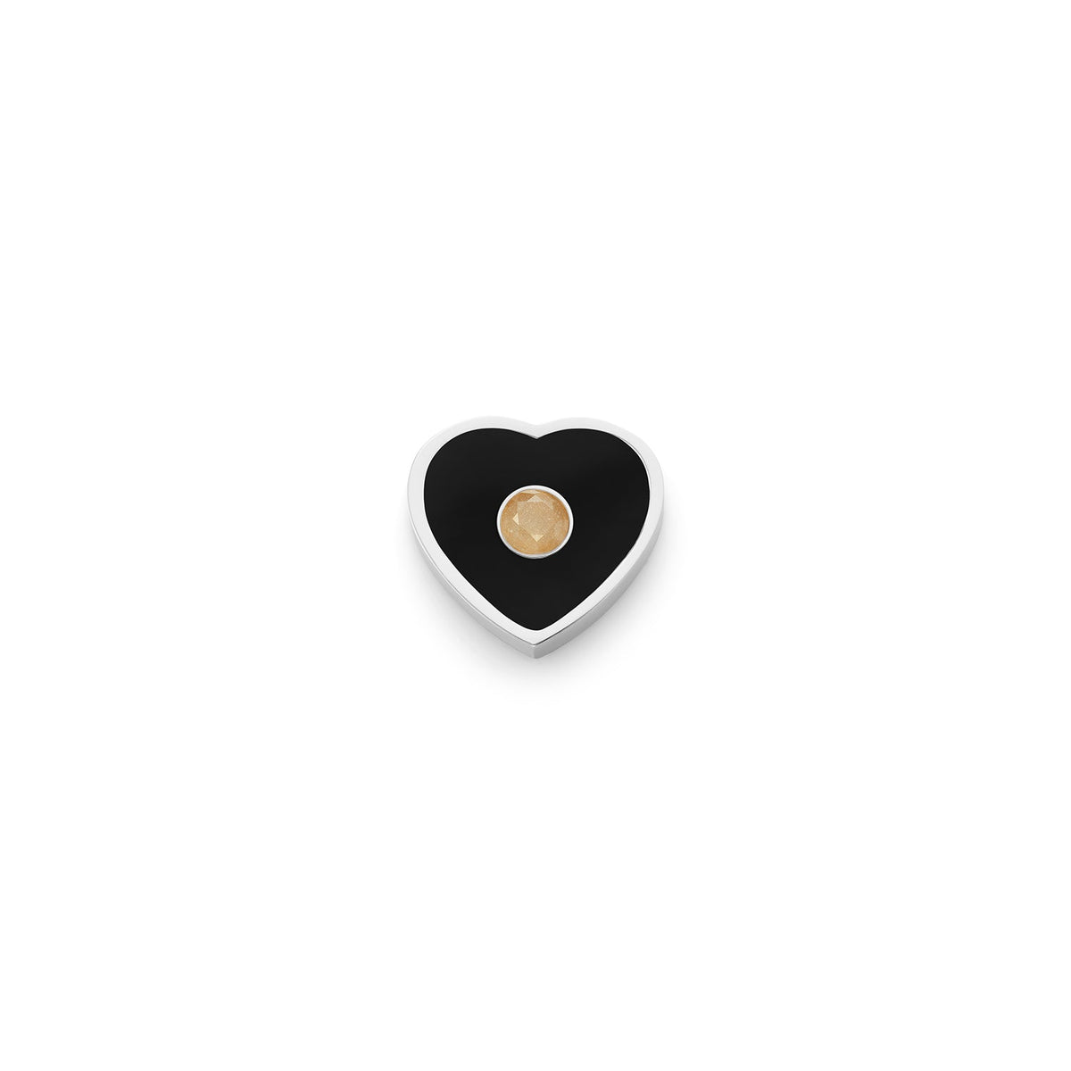 Black Enamel Heart Charms (Silver) - Birthstone