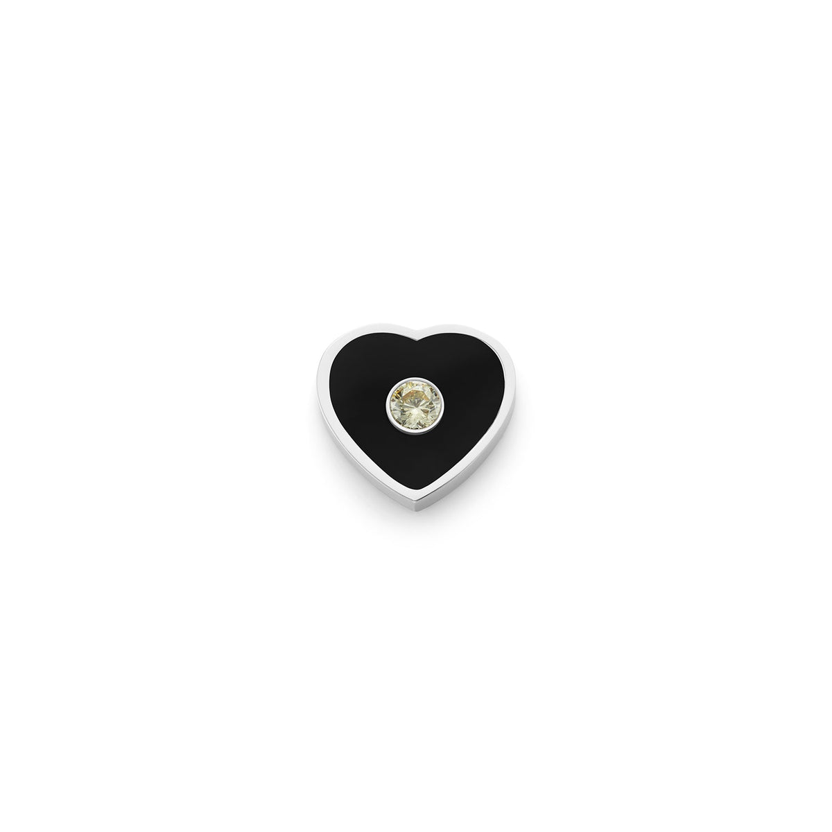 Black Enamel Heart Charms (Silver) - Birthstone