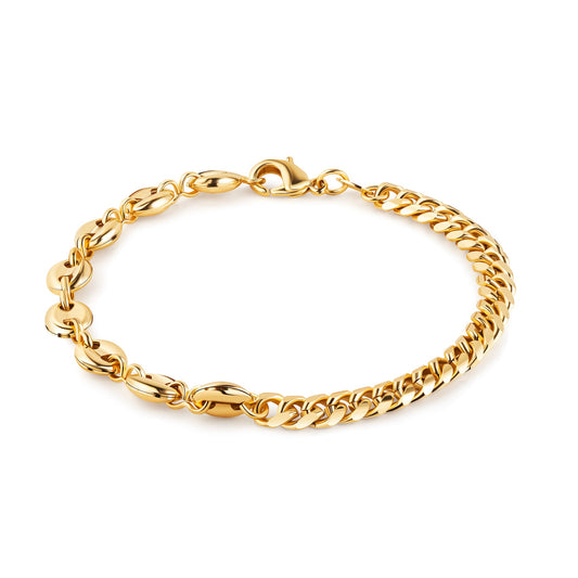 18K Gold Plated Mariner & Cuban Link Bracelet