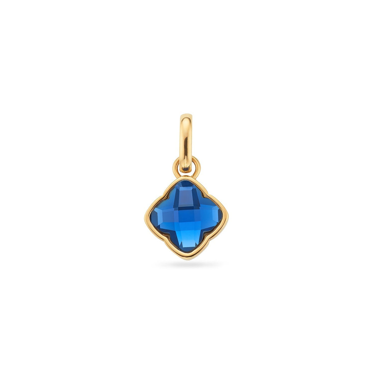 Faceted Birthstone Clover Pendant (Gold)