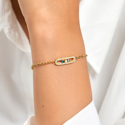 Birthstone Kinetic Pavé Bracelet (Gold)