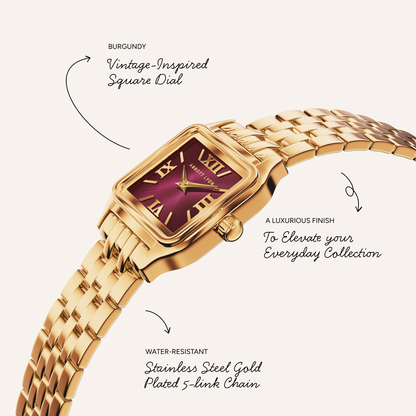 Essence 19mm Burgundy Watch (Gold)