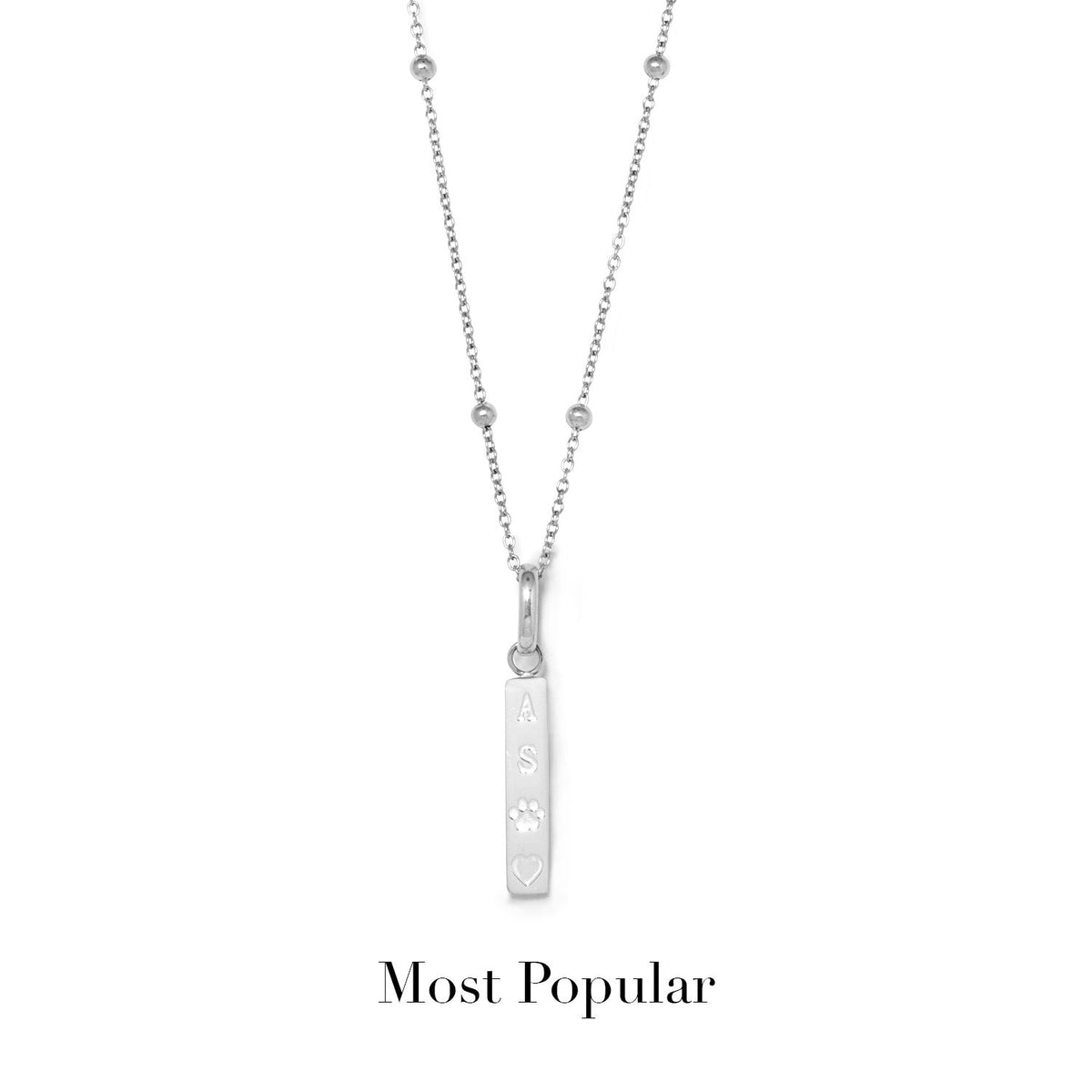 Custom Stamped Bar Pendant Necklace (Silver)
