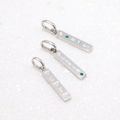 Custom Stamped Bar Pendant Necklace (Silver)