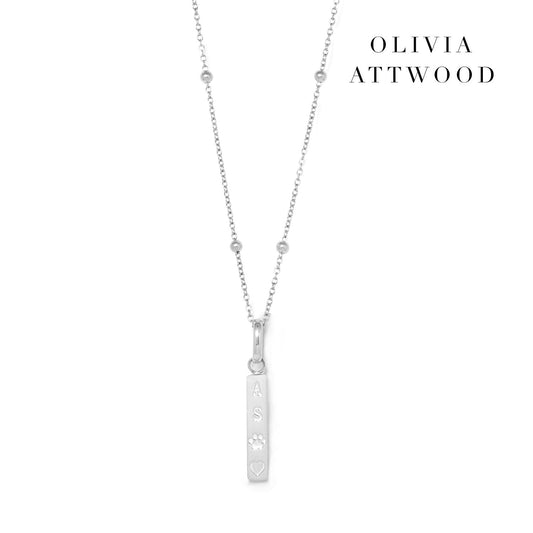 Custom Stamped Bar Pendant Necklace (Silver)