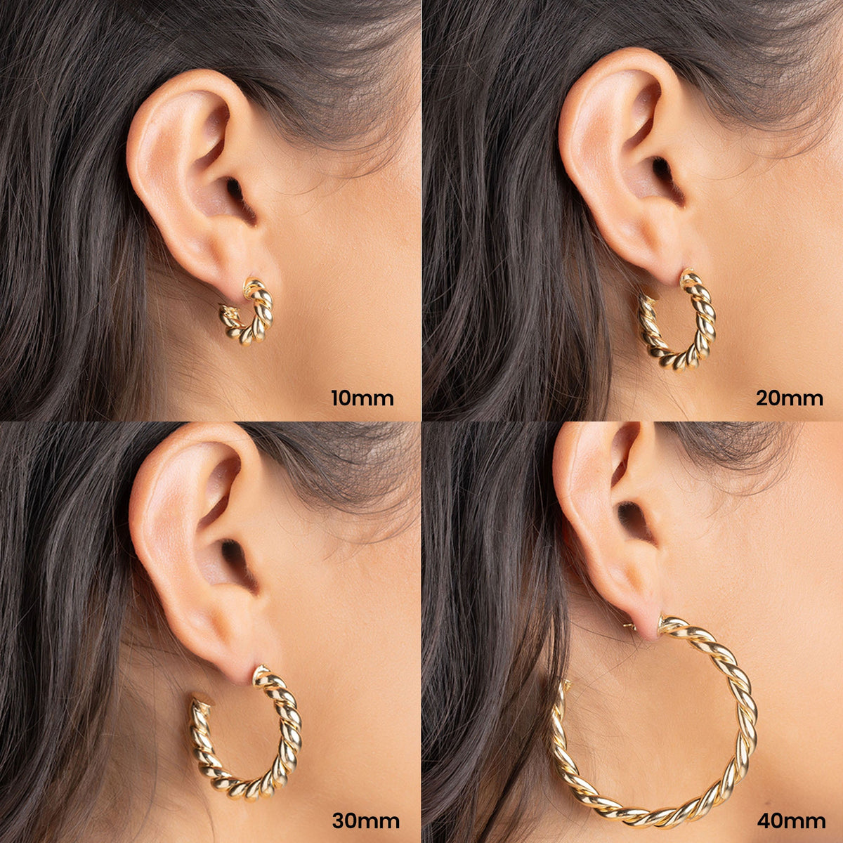 18k Gold Plated Chunky Twisted Hoop Earrings