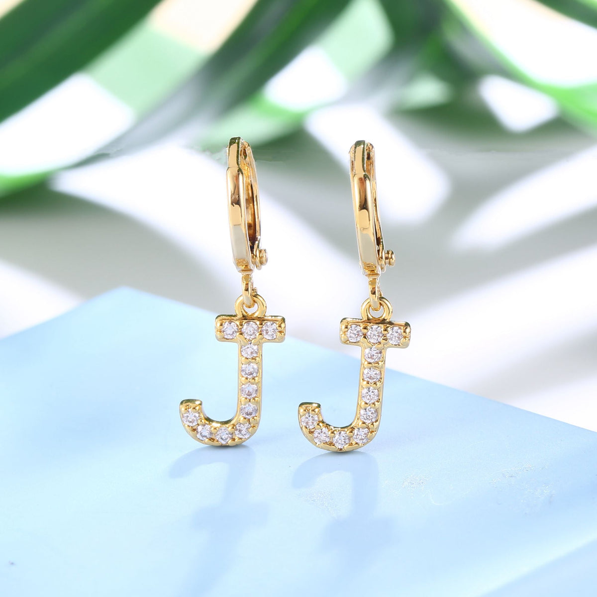 18K Gold Plated Dangling Monogram Earrings