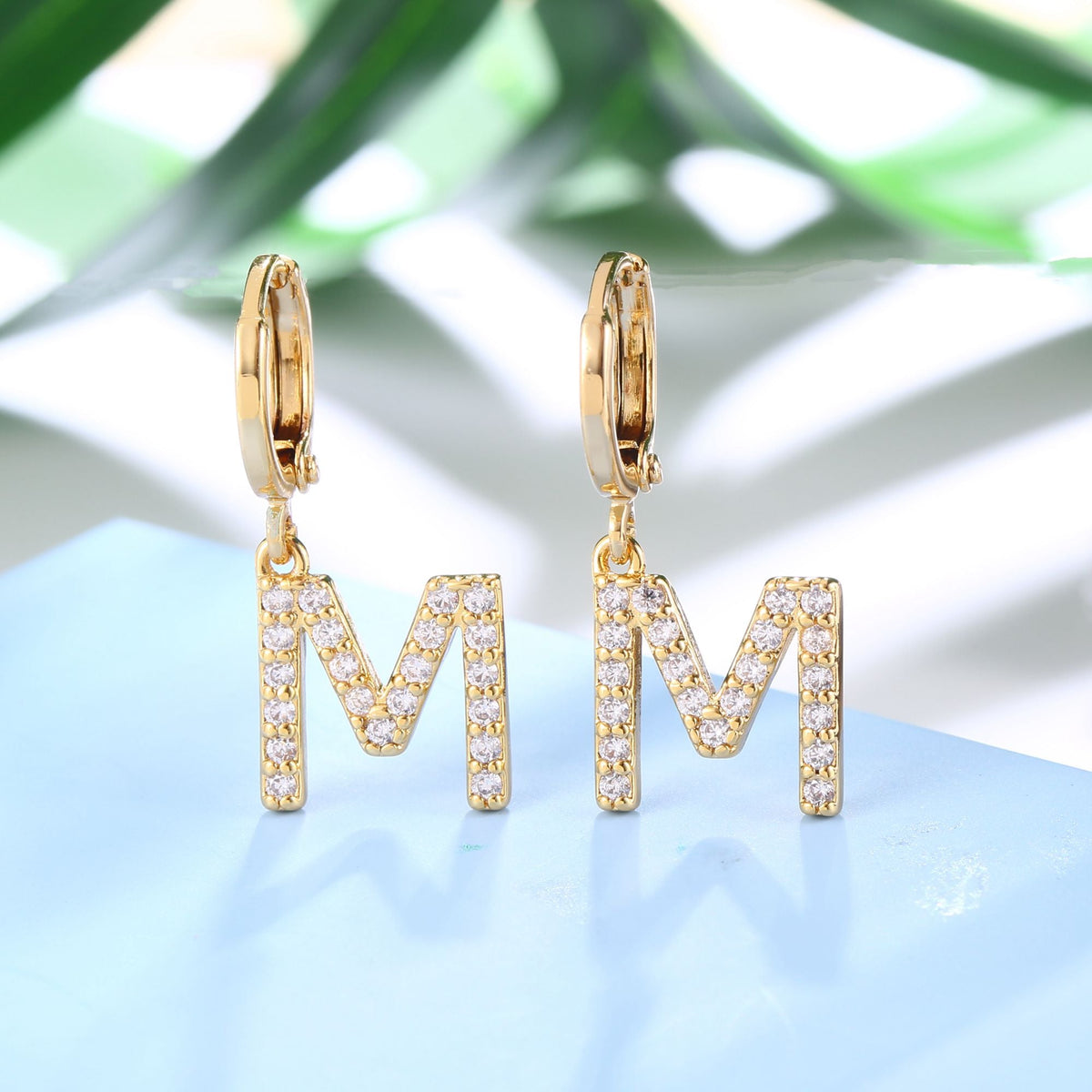 18K Gold Plated Dangling Monogram Earrings