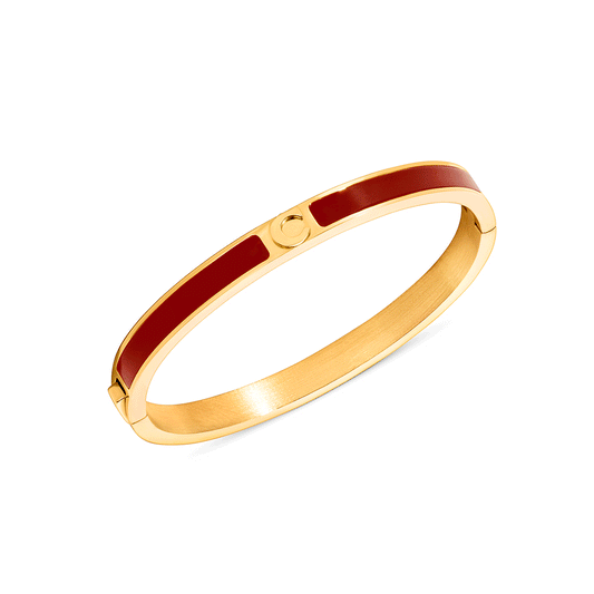 Mini Icon Burgundy Initial Bangle (Gold)