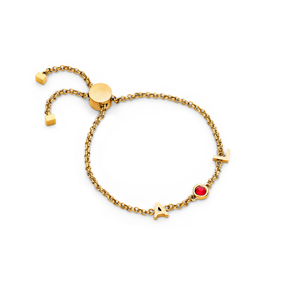 Made Mine Initials & Birthstone Bracelet (Gold)