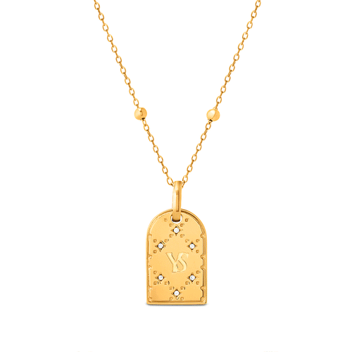 Monogram Double Initial Tag Necklace (Gold)