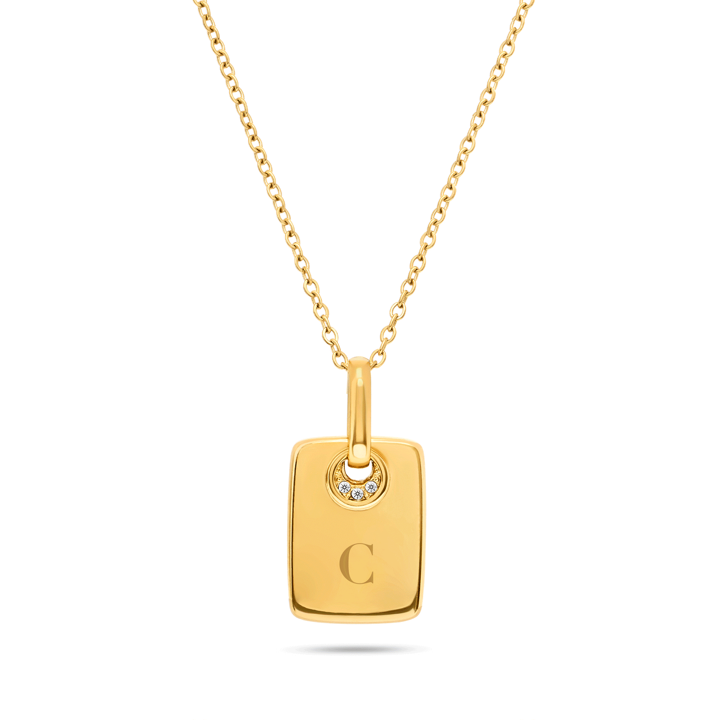Mini Written In The Stars Initial Tag Necklace (Gold)