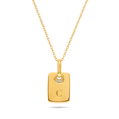 Mini Written In The Stars Initial Tag Necklace (Gold)