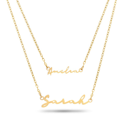Matching 'Mini & Me' Signature Name Necklace Set (Gold)