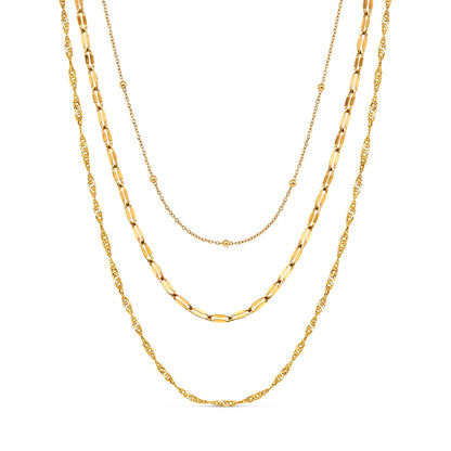 Multi-Chain Layered Necklace Set (Gold)