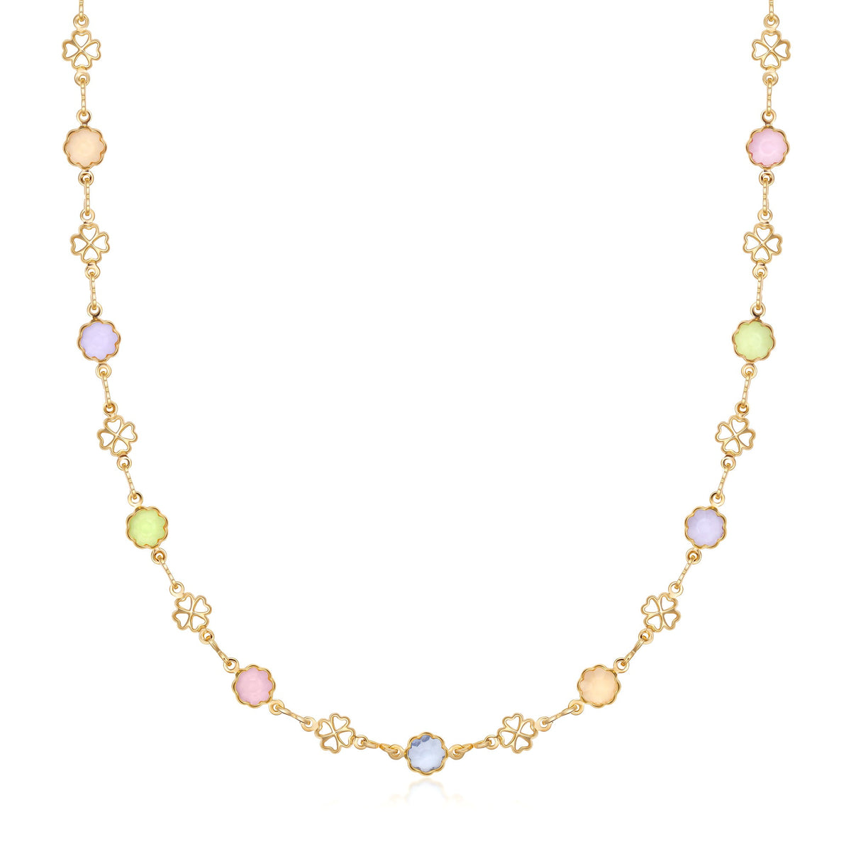 18K Gold Plated Multicolor Flower Necklace