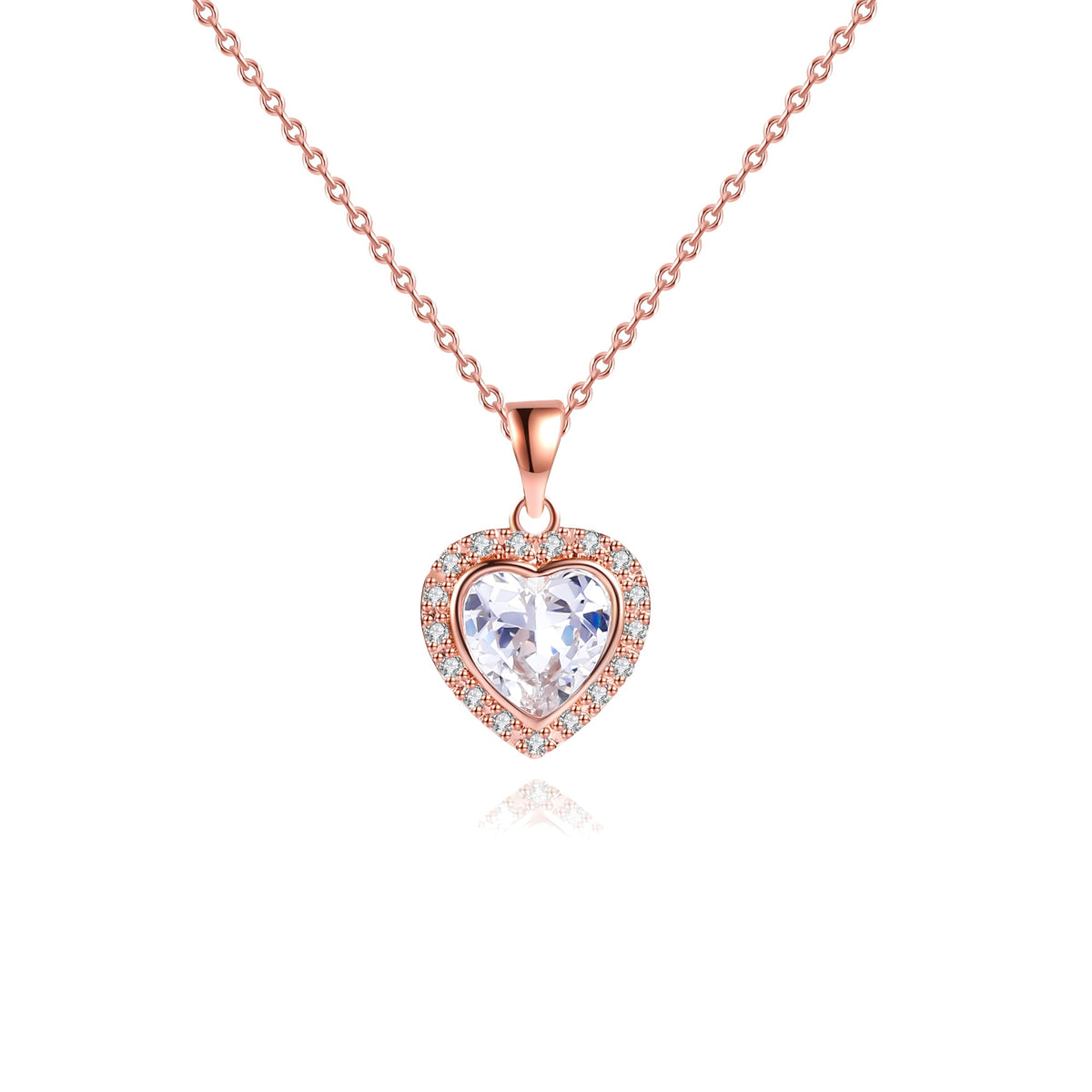 18K Rose Gold Plated Crystal Heart Necklace