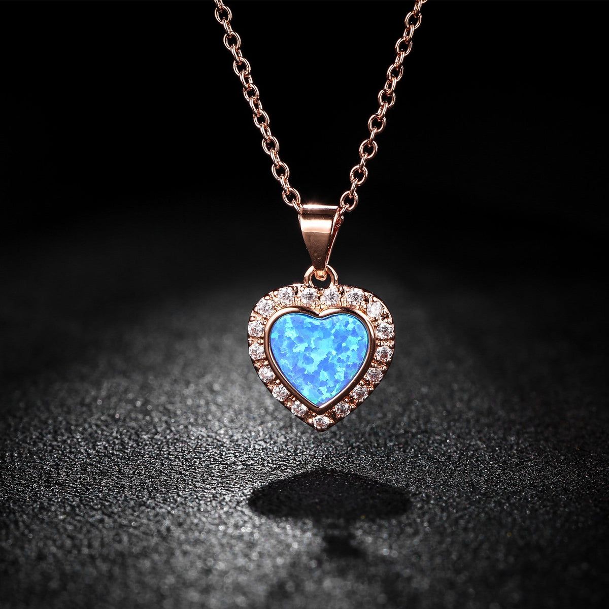 18K Rose Gold Plated Crystal Heart Necklace