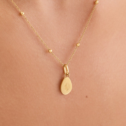 Organic Fingerprint Droplet Necklace (Gold)