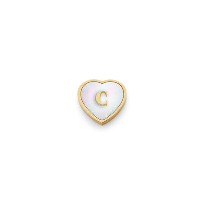 Pearl Heart Charms (Gold) - Initials