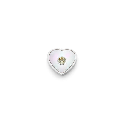 Pearl Heart Charms (Silver) - Birthstone