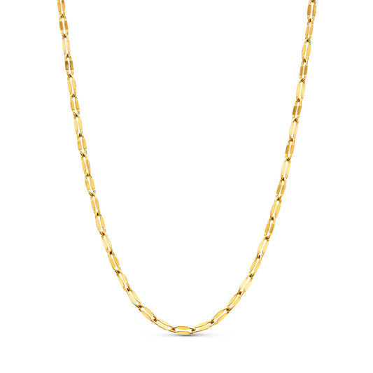 Paperclip Diamond Cut Chain Necklace (Gold)