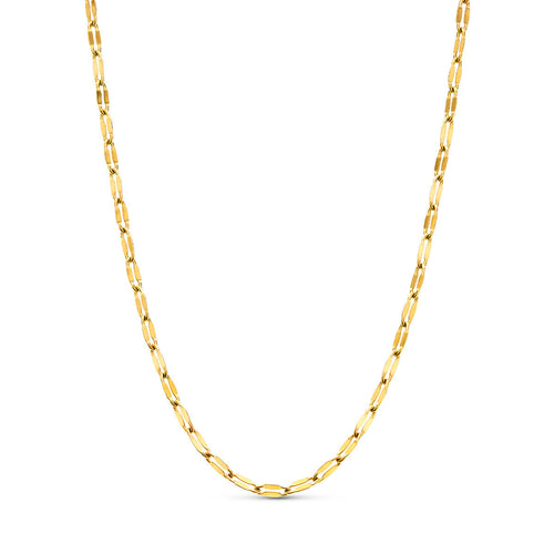 Paperclip Diamond Cut Chain Necklace (Gold)