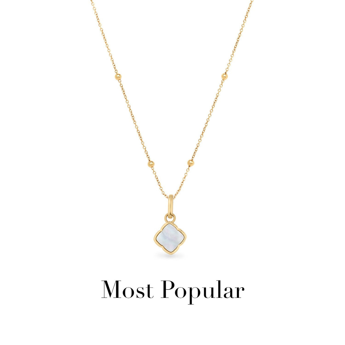 Pearl Clover & Initial Necklace (Gold)