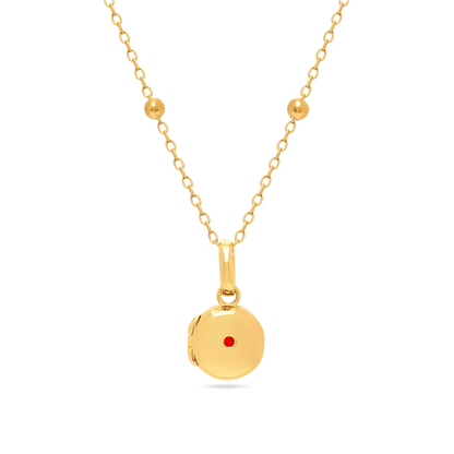 Round Photo Locket Sphere Necklace (Gold)