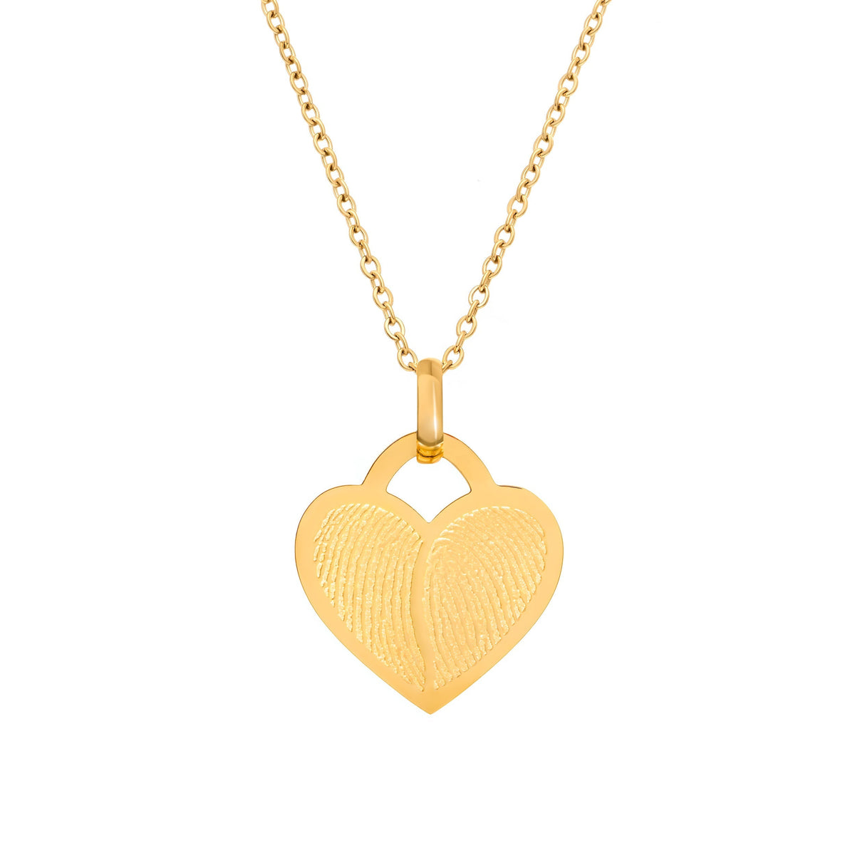 Double Fingerprint Heart Token Necklace (Gold)