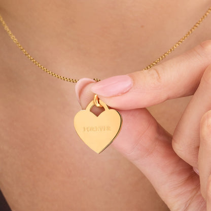 Double Fingerprint Heart Token Necklace (Gold)