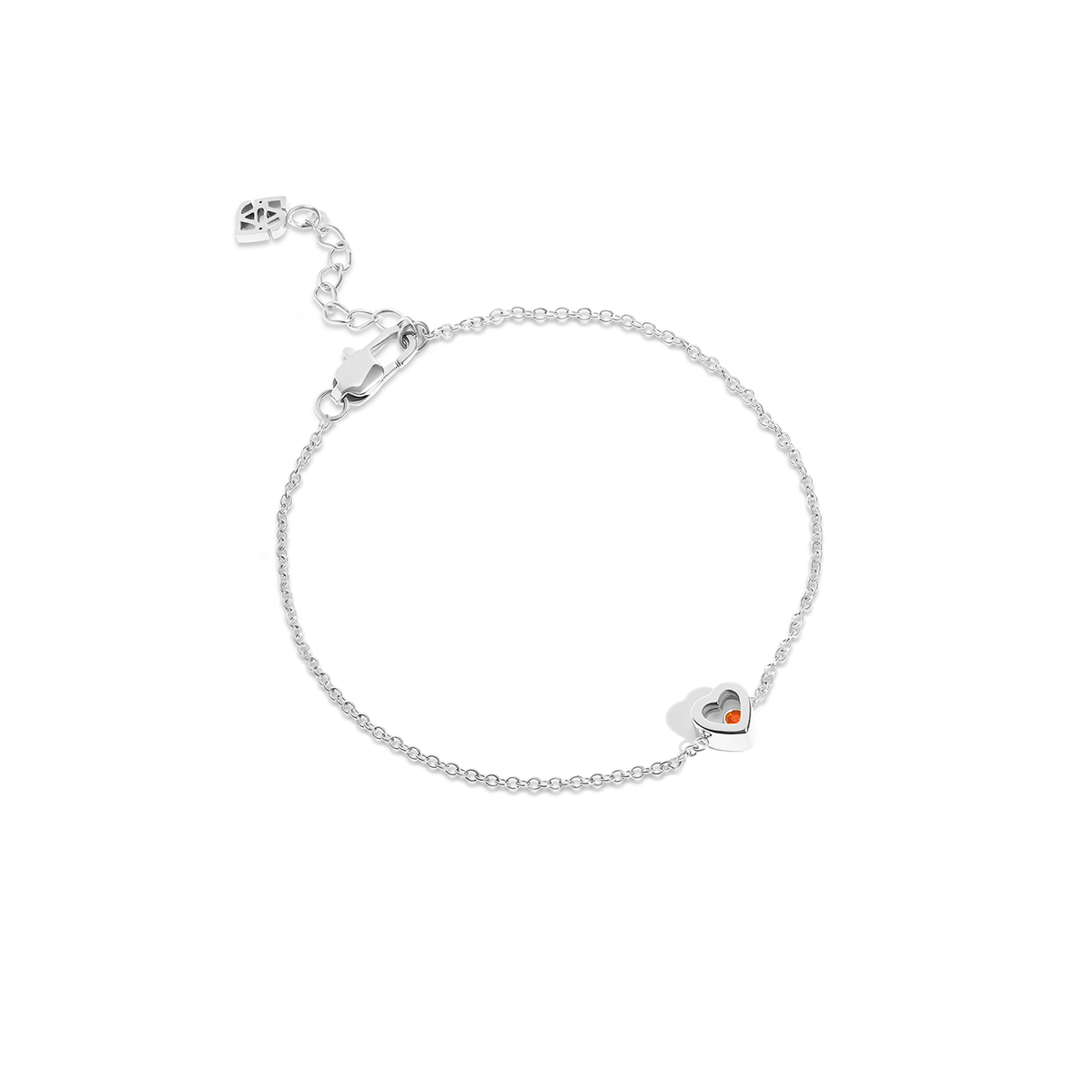 Floating Birthstone Multi Heart Bracelet (Silver)