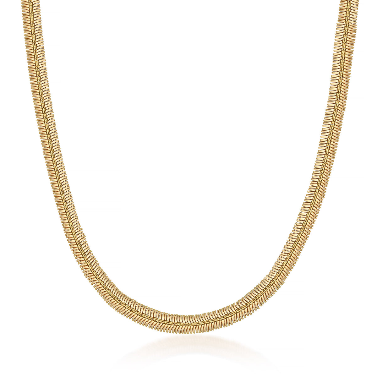 18K Gold Plated Flat Herringbone Snake Chain Necklace