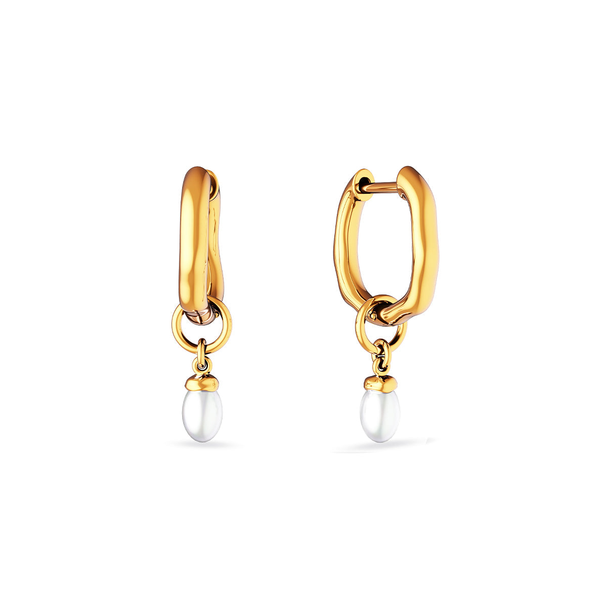 Fine Organic Pearl Huggie Earring (Gold)