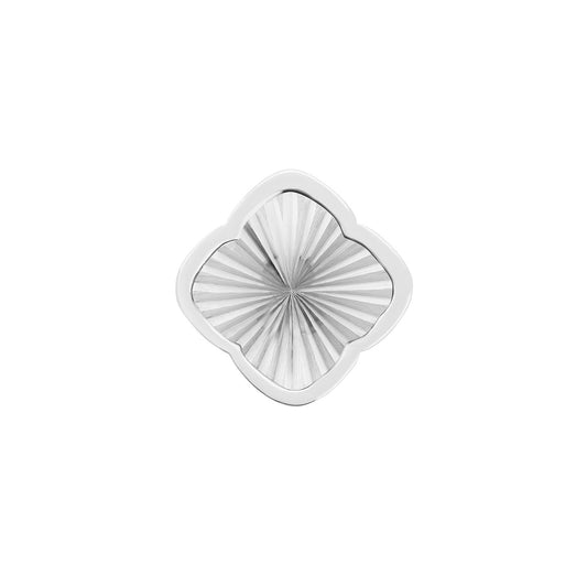 Rosette Textured Clover Charms (Silver) - Plain Clover
