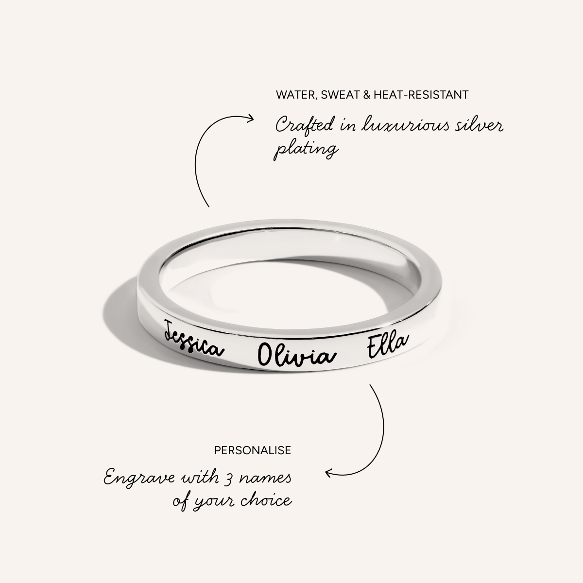 Fine Script Name Ring (Silver)