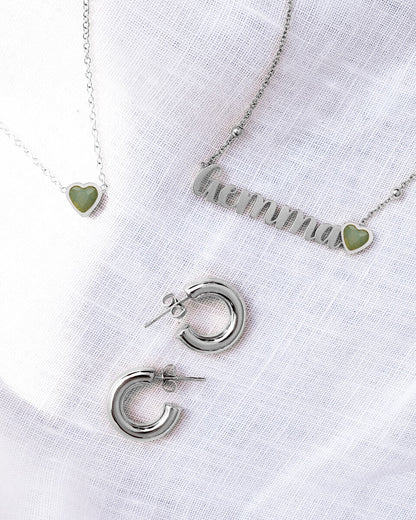 Birthstone Name Necklace (Silver)