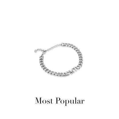 Initial Curb Bracelet (Silver)