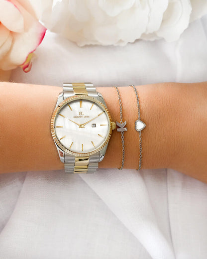 Mini Heart Birthstone Bracelet (Silver)