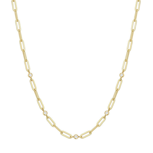Ania Haie Gold Bezel Station Paper Clip Chain Necklace